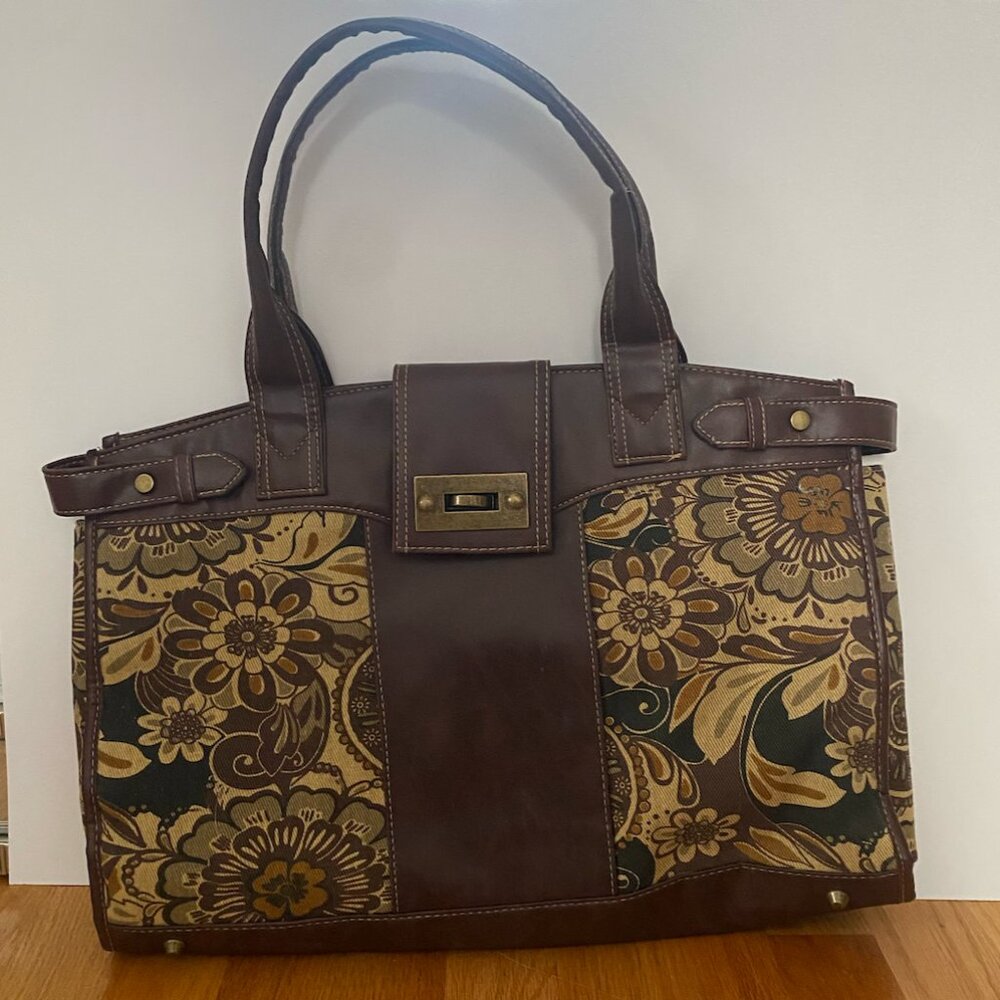 Braciano shoulder tote handbag brown floral paisley